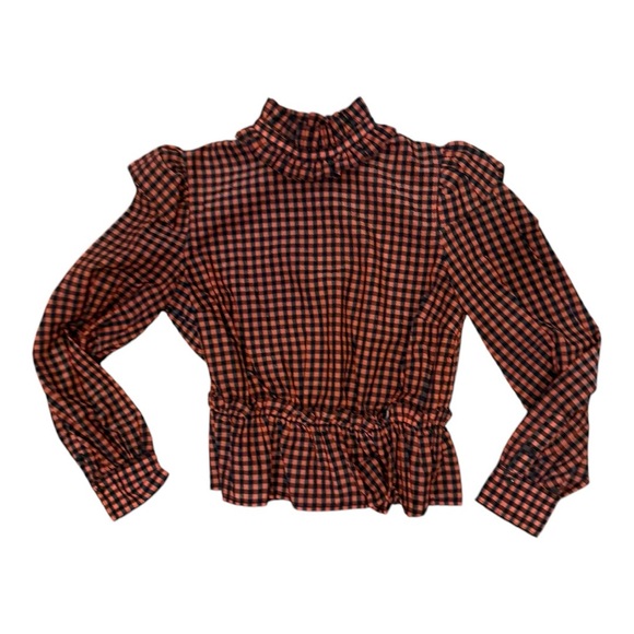 Ganni Ruffled Peplum Blouse with Puff Sleeves (EU 42/US L) - Picture 5 of 8